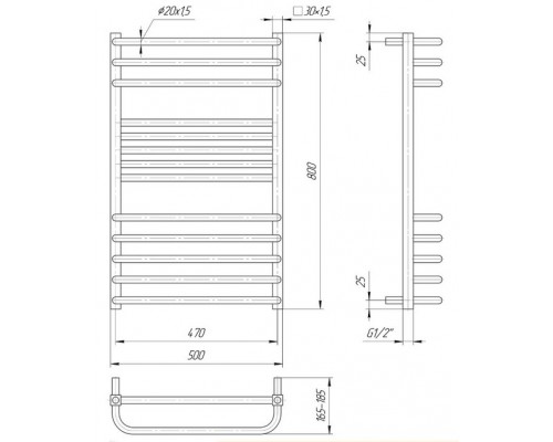 MARIO Рушникосушка Гера-Люкс 800х500/470 (1.2.0500.03.P)