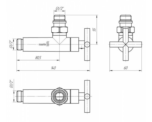 MARIO Кран кутовий регулюючий ретро (4.0.0300.55.P)