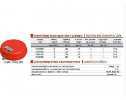 ZILMET OEM-PRO Бак для с/отопл плоский 10л 3bar 3/4"