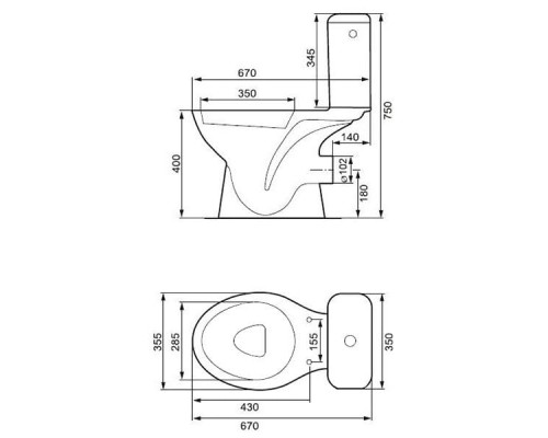 Компакт Cersanit 373 MITO GREY 010 3/6 с сиденьем полипропилен