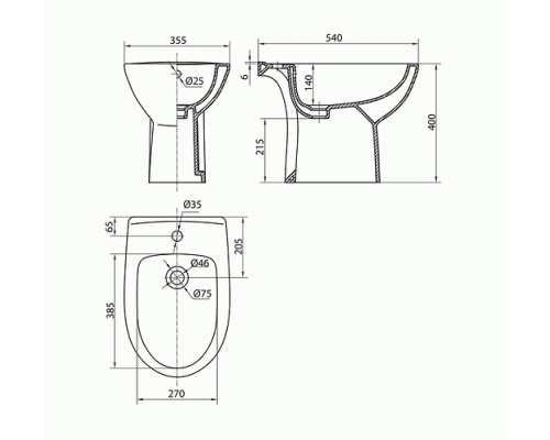 KOLO (L75000) Биде FREJA напольное