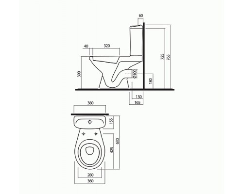 KOLO (1902600U) Унитаз компакт IDOL гор 3/6 бок + сид п/п