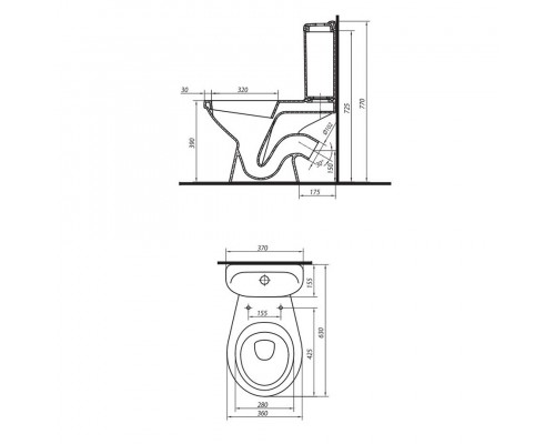 KOLO (1903300U) Унитаз компакт IDOL кос 3/6 низ + сид п/п