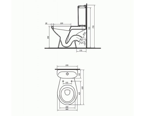 KOLO (1903300U) Унитаз компакт IDOL кос 3/6 низ + сид п/п