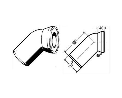 VIEGA (101718) Отвод 45° для унитаза (белый)