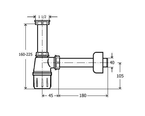 VIEGA (119270) Сифон пласт. бутыл. б/г, 1 1/2"х1 1/2"