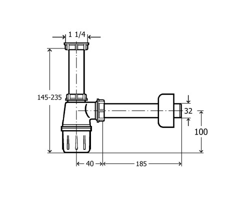 VIEGA (108694) Cифон для раковины з розеткою (пластик) 1 1/4 x 1 1/4, б/г