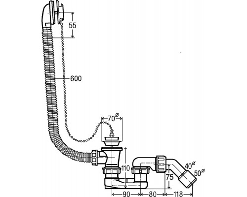VIEGA (573973) Сифон для ванны 573973/311537 1 1/2 x 40/50