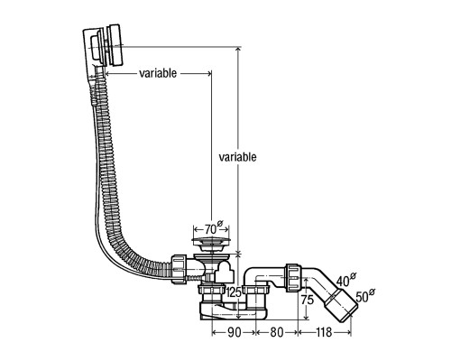 VIEGA (285357) Сифон для ванны автомат Simplex 40/50/560