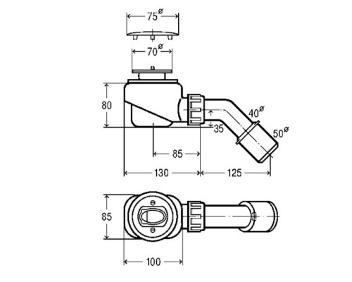 VIEGA (364755) Сифон для душевого поддону Domoplex 75 x 40/50