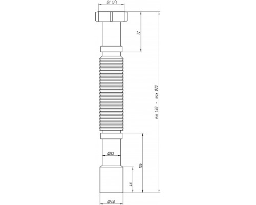 АНИПЛАСТ Гибкая труба (К207) 11/4*32/40 длина 420 мм - 820 мм