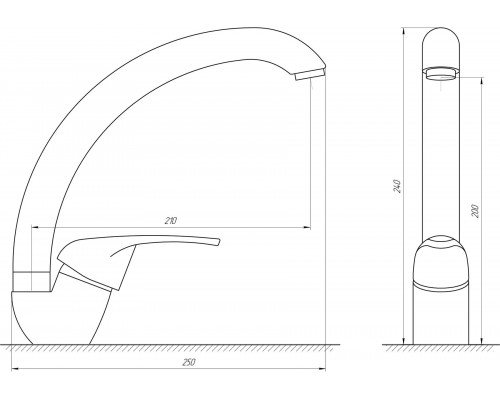 CRYSTAL SOLLY GLSO-203S Смес. Solly д/кухни с бок ручкой