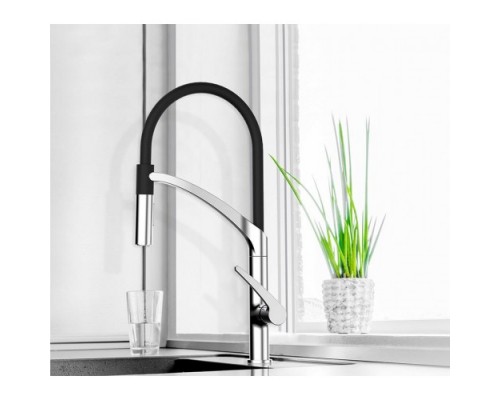 Змішувач для кухні RUBINETA Ultima-50 UL50008 чорний гнучкий вилив та магніт (PK50008)
