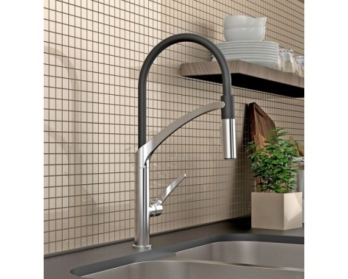 Змішувач для кухні RUBINETA Ultima-50 UL50008 чорний гнучкий вилив та магніт (PK50008)