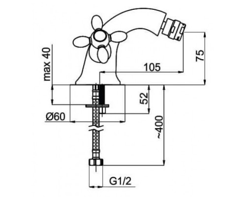 RUBINETA TOSCANA-7 (M70006) Смеситель для биде (ЛИТВА)