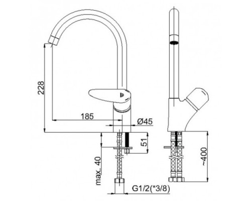 RUBINETA Static-33 (A30008 ) Смеситель для кухни (ЛИТВА)