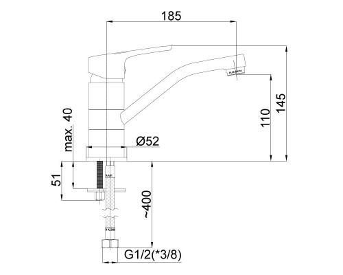 Змішувач для кухні RUBINETA N90001  Uno-19 вилив 160мм (STR90001)
