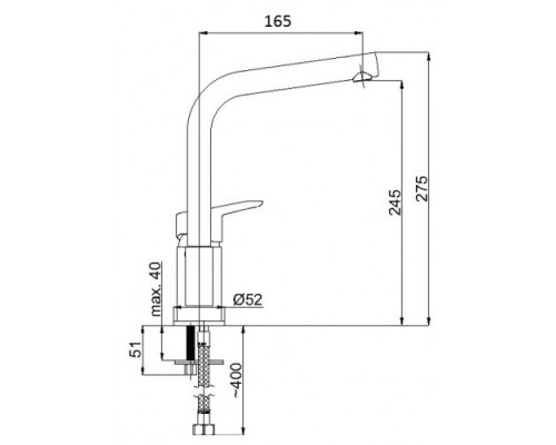 RUBINETA N30001 UNO-33 Смеситель для кухни боковой (ЛИТВА)