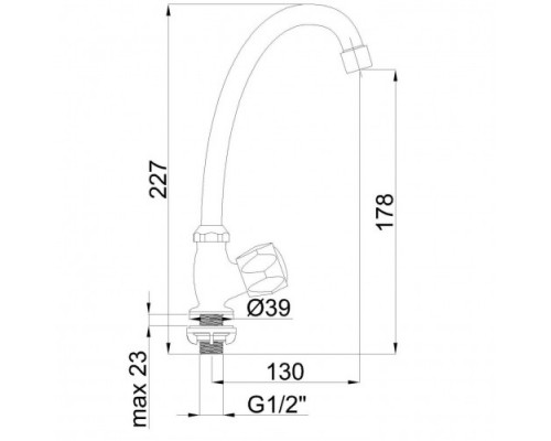 Смеситель для раковины Rubineta Eco 6 (E66001) вентильный на "одну воду"