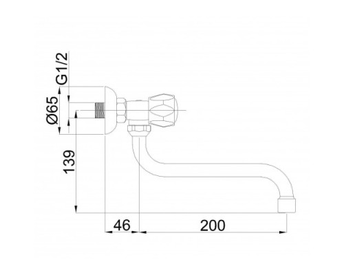 Змішувач від стіни на одну ванну латунь  Rubineta R 9 Eco (R93001)