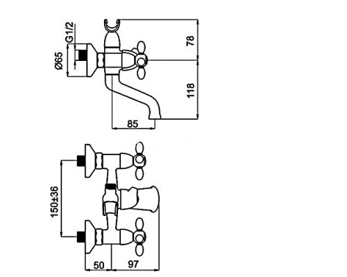 Смеситель для ванны бронза литой RUBINETA VENEZIA-1 (B10S96)ЛИТВА