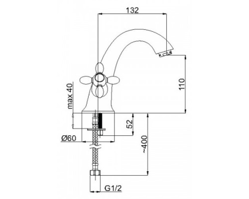 Смеситель для умывальника бронза литой RUBINETA VENEZIA-2 (B20096) ЛИТВА