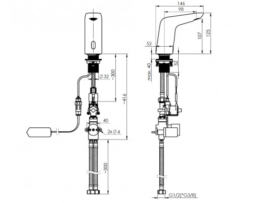 RUBINETA Ecosens Lifetime (540006) Смеситель Lifetime бесконтактный д/рак (ЛИТВА)