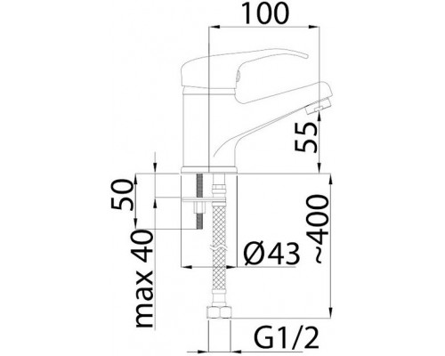 Змішувач-кран для раковини RUBINETA O80008 Omega-18 OG80008