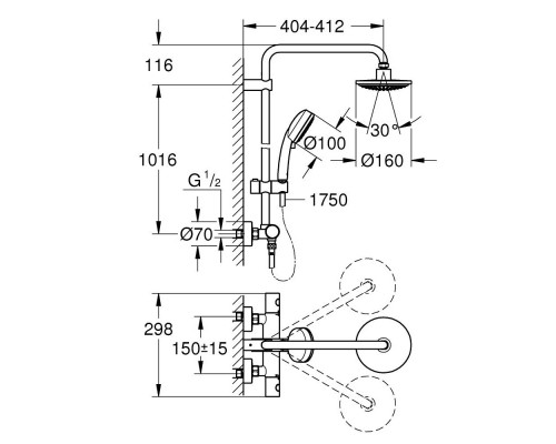GROHE Tempesta 27922000 душевая система с термостатом для настенного монтажа