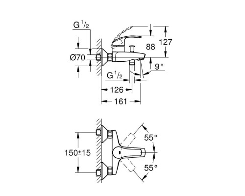 GROHE Eurosmart 33300002 смеситель для ванной