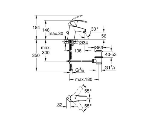 GROHE Eurosmart 123238 умыв,ванна,стойка