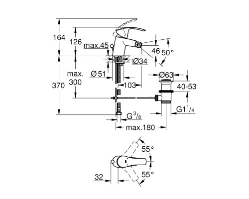 GROHE Eurosmart 32929002 смеситель для биде с донным клапоном