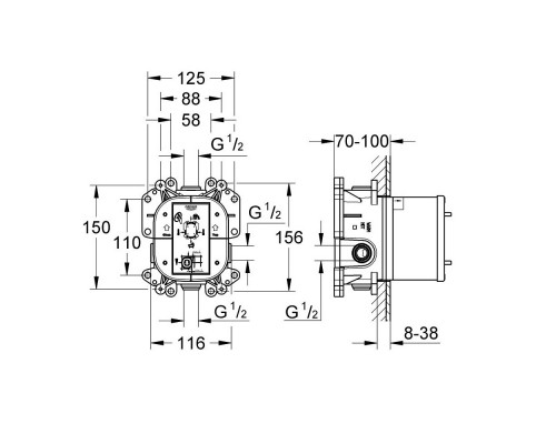 GROHE 35501000 Rapido E Скрытая часть смесителя для ванны и душа (скрытого монтажа)