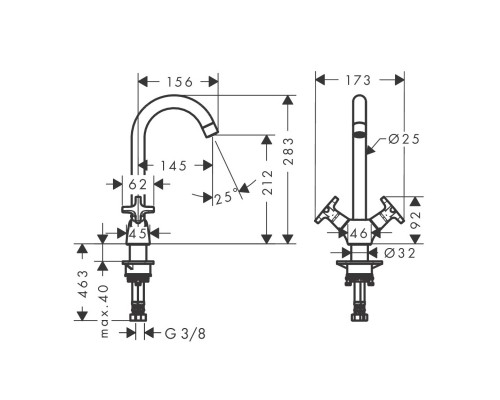 Hansgrohe 71285000 Logis Classic 2-вент.смес.для кухни