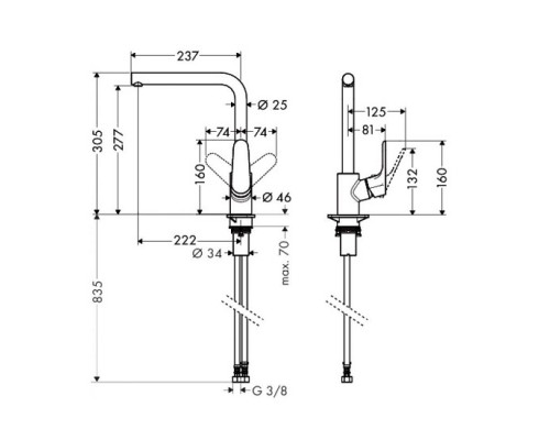 Hansgrohe 31817800 Focus Смеситель 280 для кухни