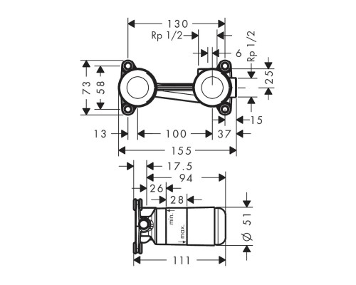 HANSGROHE 13622180 cкрытая часть для смесителя