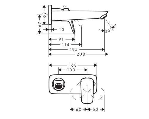 HANSGROHE Logis 71220000 смеситель для раковины скрытого монтажа на 2 отверстия