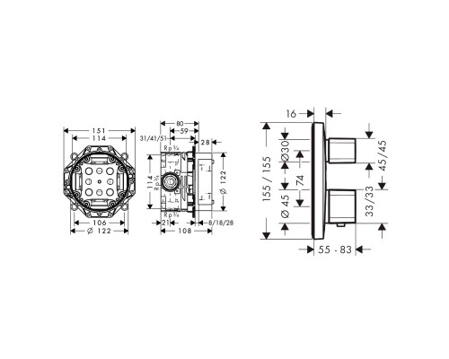 HANSGROHE Croma Select E 27294000 душевая система скрытого монтажа с термостатом