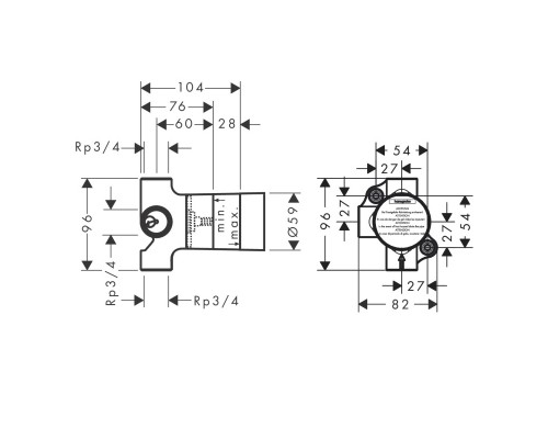 Hansgrohe 15981180 Скрытая часть вентиля Trio Universa