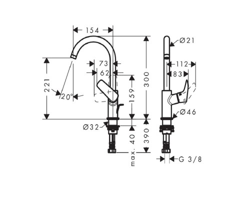 HANSGROHE Logis 210 71130000 Смеситель для раковины, однорычажный