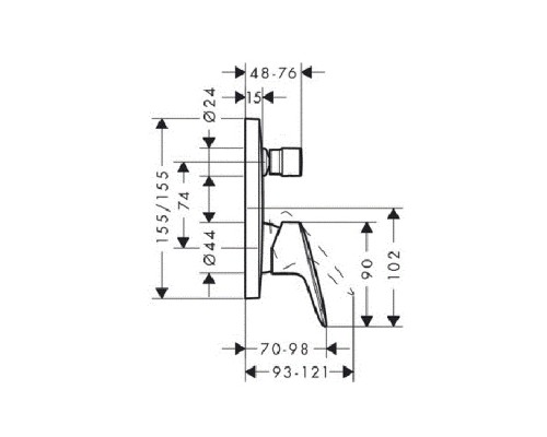 HANSGROHE Logis 71405000 Смеситель для ванны, скрытый монтаж