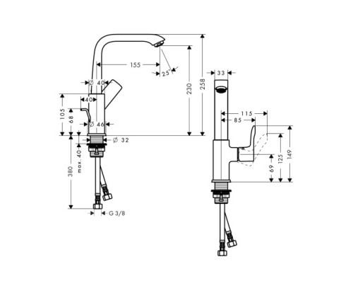 Hansgrohe 31087000 Metris Смеситель для раковины