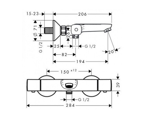 HANSGROHE Ecostat Universal 13123000 смеситель термостатический для ванной