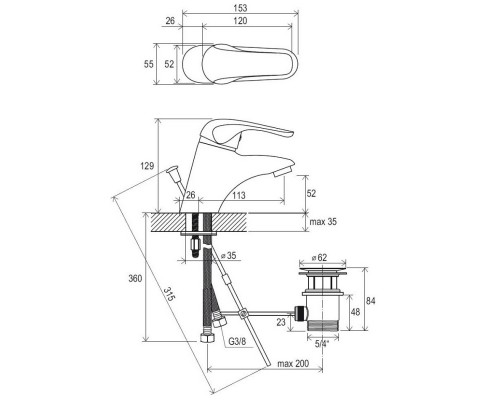RAVAK X070010 RS 011.00 Смеситель для умывальника