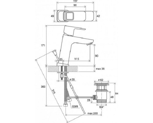 RAVAK X070061 TD 013.00 Смеситель для умывальника с открыванием стока