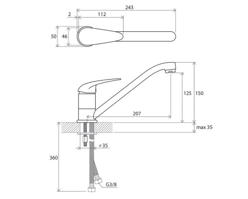 RAVAK X070038 SN 016.00 Смеситель для кухни