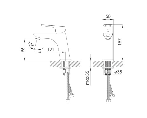 IMPRESE KUCERA (05105) смеситель для раковины, хром 35 мм (Чехия)