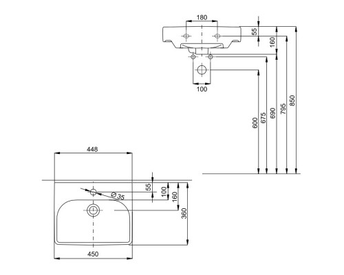 KOLO TRAFFIC L92145900 Умывальник мебельный 45 cm Reflex