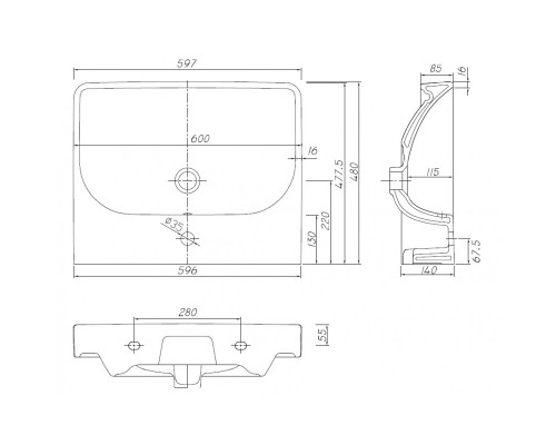 KOLO TRAFFIC L91161900 Умывальник мебельный 60 cm Reflex
