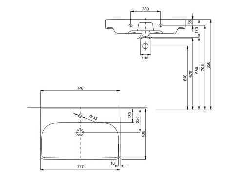 KOLO TRAFFIC L91175900 Умывальник мебельный 75 cm Reflex